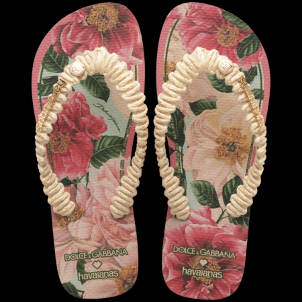 Authentic Dolce & Gabbana Florals Top Flip Flops D&G US size 7/8 Shoes NEW
